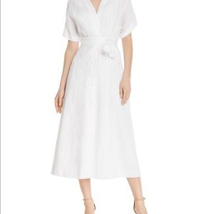BNWT Magaschoni White 100% Linen Wrap Dress Midi Sz 8